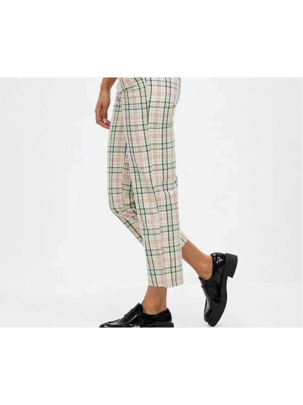 Brixton Victory High Waisted Chino Casual Pant Dove Plaid 27 Plaid Preppy NWT